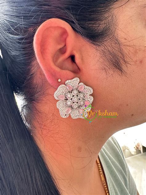 Pastel Pink American Diamond Stud -G6692 – vrikshamindia