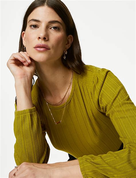 Buy Pointelle Shirred Top at Marks & Spencer