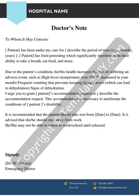 Doctors Note for Food Poisoning Template Printable in PDF & Word