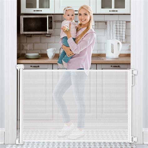 Retractable Baby Gate 54” Tough Durable Mesh Outdoor Retractable Gate ...
