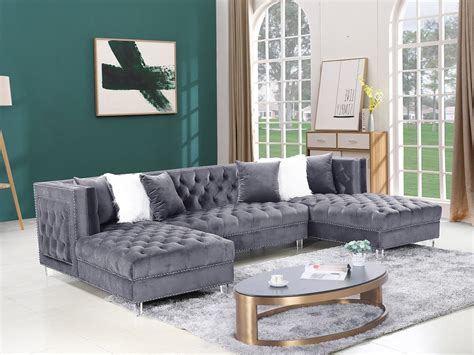 Gray Velvet Sofa Set | Baci Living Room