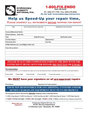 Fillable Online ESS 'Speed-Up ' Repair Form Fax Email Print - pdfFiller