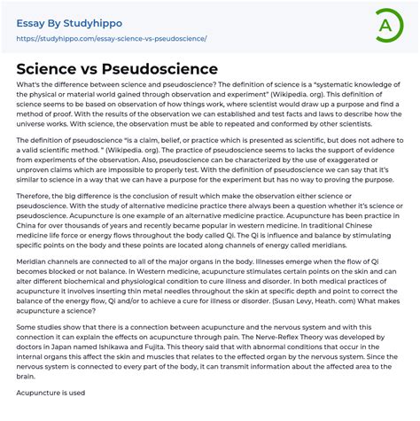 Science vs Pseudoscience Essay Example | StudyHippo.com