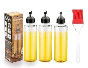3 PCS of Elegant Plastic Oil Dispenser 500 ml Bottle with Nozzle & 1 ...
