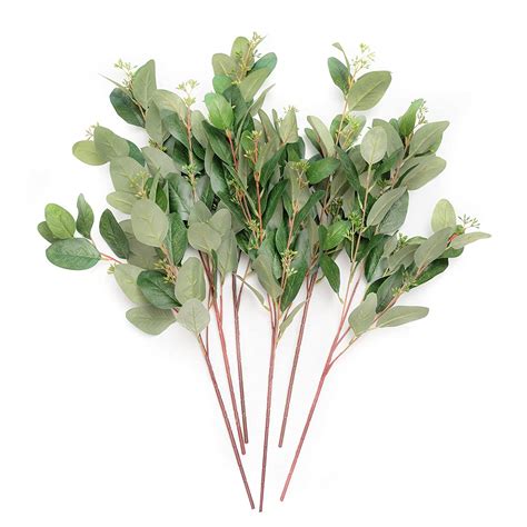 Buy Ling's moment Artificial Plants Eucalyptus Seeds Branches,6Pcs 12 ...
