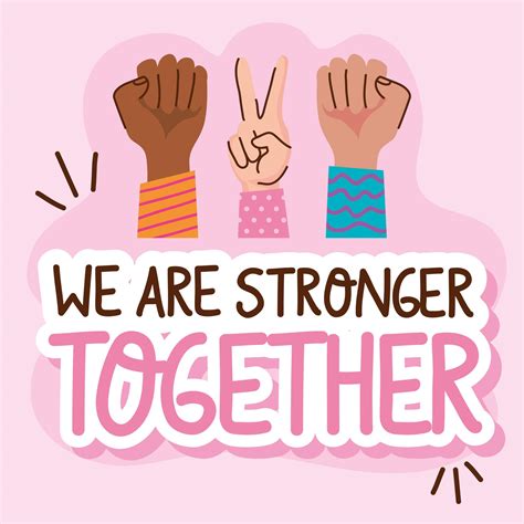 we are stronger together lettering with hands signs 2515243 Vector Art ...