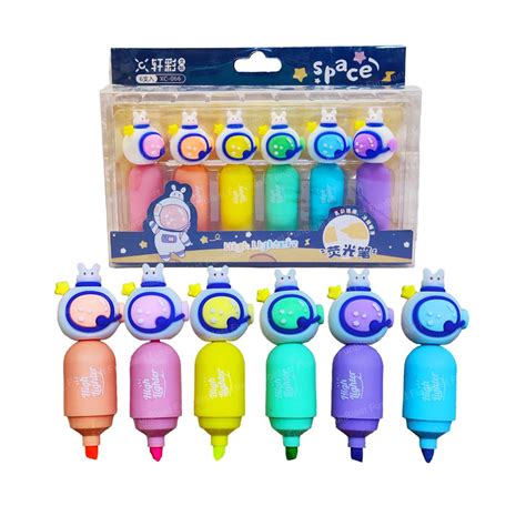 FunBlast Space Theme Highlighters Pen - Pack of 6 Pcs Aesthetic ...