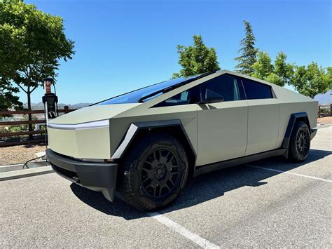 Khaki green Cybertruck wrap | 2wrap.com | Visual Communication & Wrap Specialist in California ...