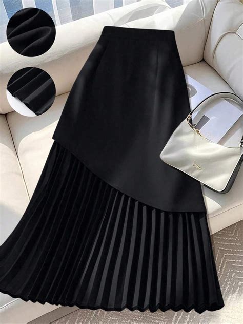 SHEIN Tall CURVE Plus Size Women's Elegant Loose A-Line Skirt, Pleated ...