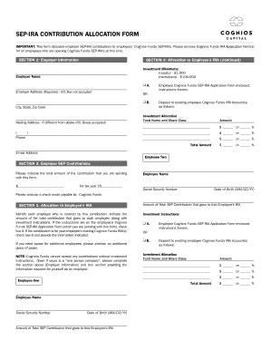 Fillable Online SEP-IRA CONTRIBUTION ALLOCATION FORM - Cognios Funds ...