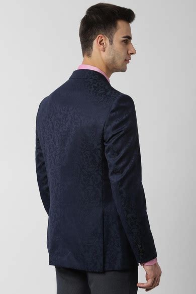 Buy Men Navy Textured Formal Blazer Online - 469012 | Peter England