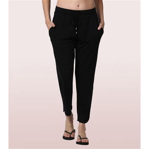 ENAMOR-E048 SHOP-IN PANTS - SOLID | TAPERED LOUNGE PANTS WITH SELF FAB