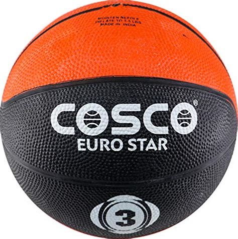 Cosco Leather Euro Star Basketball (Multicolour, Size 3) : Amazon.in ...