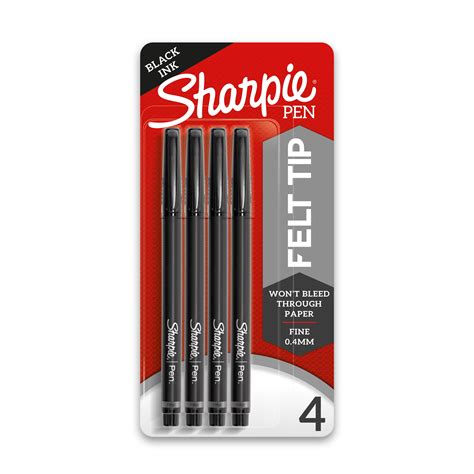 Sharpie Pens, Felt Tip Pens, Fine Point (0.4mm), Black, 4 Count ...