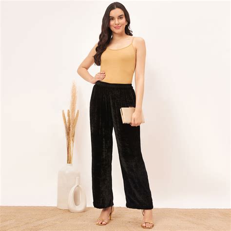 Black Silk Velvet Straight Pants – First Resort by Ramola Bachchan