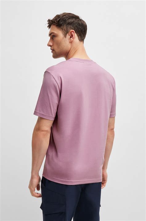BOSS - Stretch-cotton T-shirt with crew neckline and logo detail ...