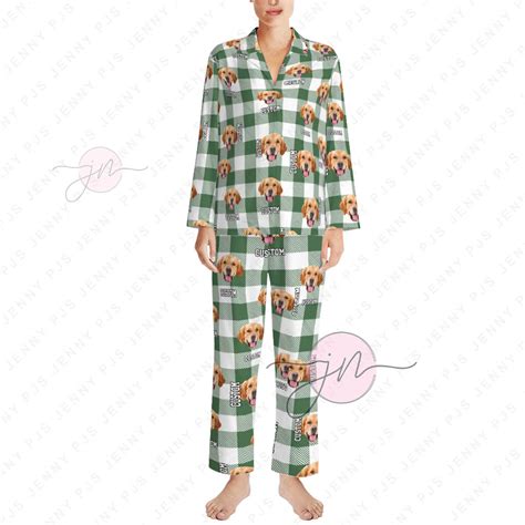 Green Plaid Custom Face Matching Christmas Pajamas For Family - Family ...