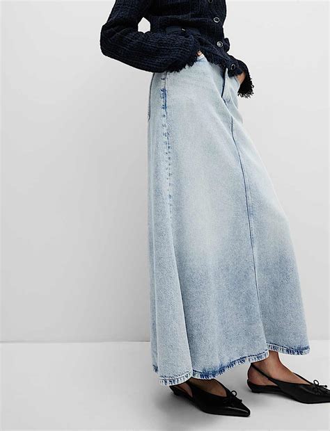 Buy Denim Maxi A-Line Skirt at Marks & Spencer