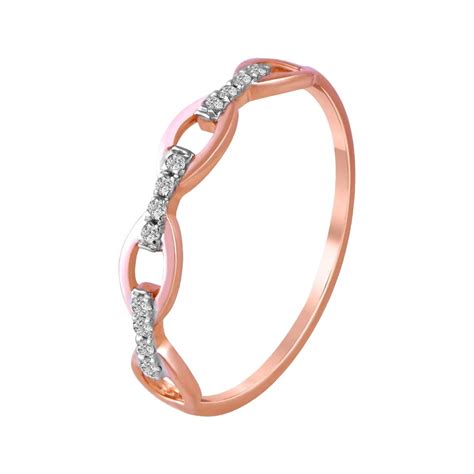14K Rose Gold Ring Featuring Twisted, Chain-like Designs With Diamond ...