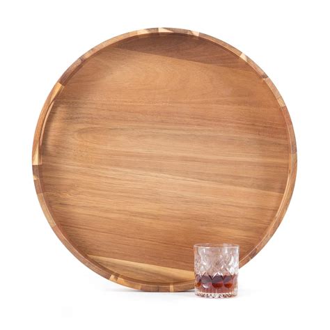 Large Ottoman Tray Round, 20" Extra Large Wooden Serving Tray with ...