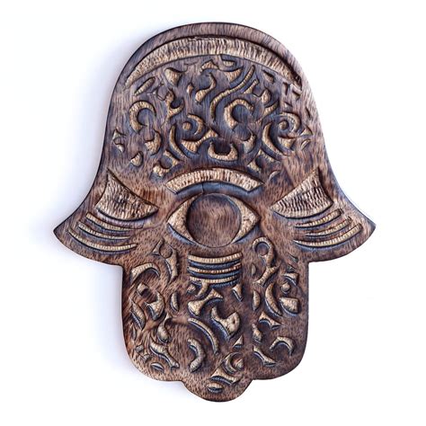Buy Prabhuji's Gifts Wooden Hamsa - Hamsa Decor - Hand of ima Mango ...