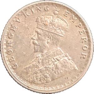 ANTIQUEWAY Extremely Rare Silver 1/4 Rupee 1916 High Grade George V ...