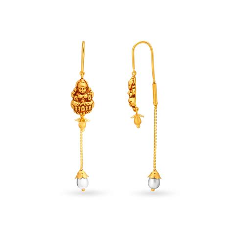 Devotional Yellow Gold Deity Sui Dhaga Earrings