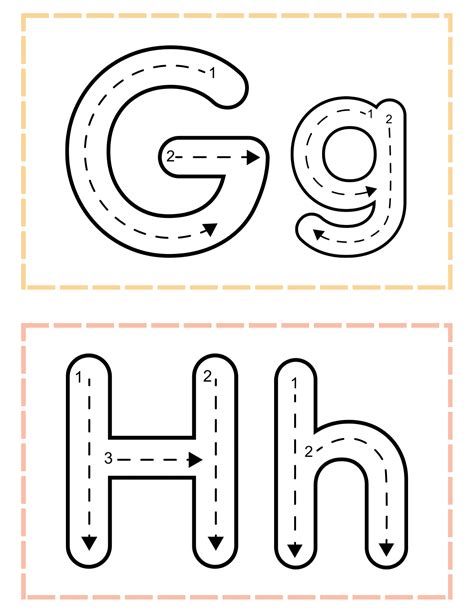 Alphabet Tracing Worksheets: G and H