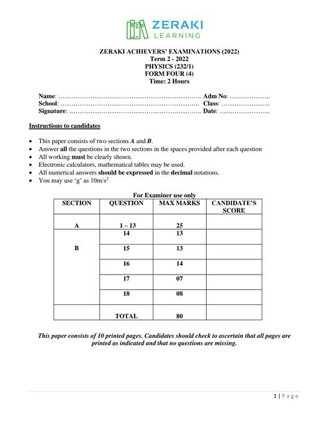 Image result for Physics Form 4 Paper