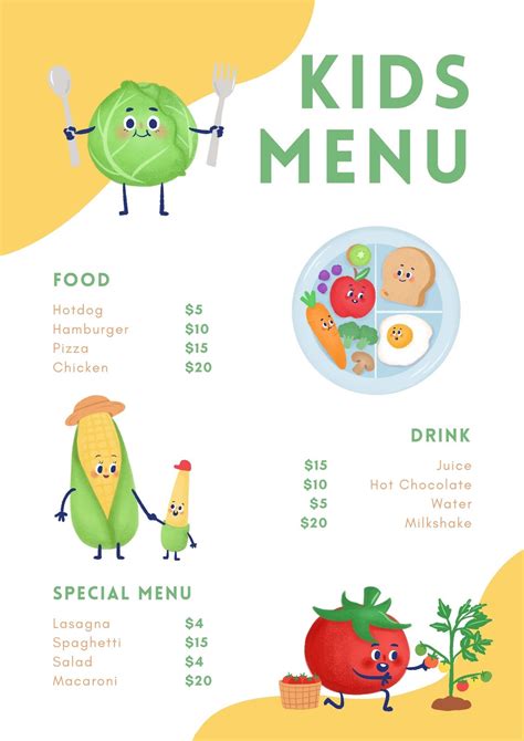 Kids Food Menu Ideas