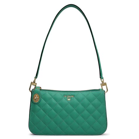 Small Quilting Leather Baguette - Green – Da Milano