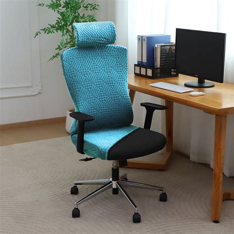 Office Chair Cover with Headrest (High-Back) – 170 GSM Stretch Jacquar ...