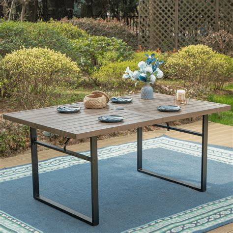 Summit Living 6 People Outdoor Patio Dining Table with Umbrella Hole ...
