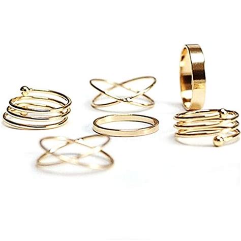 Buy Crazy-Store Ring Set Men Forever 21 Basic Cross Spiral Metallic ...