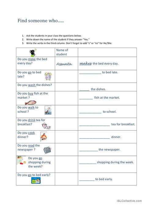 Find someone who - Present Tense No.…: Deutsch DAF Arbeitsblätter pdf & doc