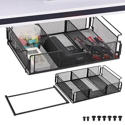 OFIFO® Under Desk Organizer Storage Box with 3-Compartment Pull-Out ...