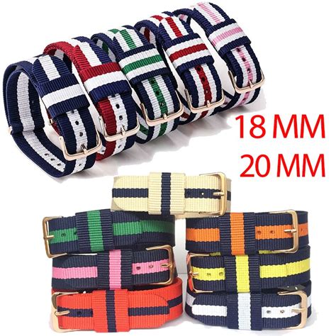 Nato Watchband for dw Nylon Strap Watch Band 18mm 20mm Navy White Red ...