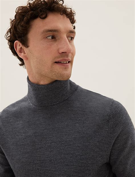 Buy Pure Extra Fine Merino Roll Neck Jumper at Marks & Spencer