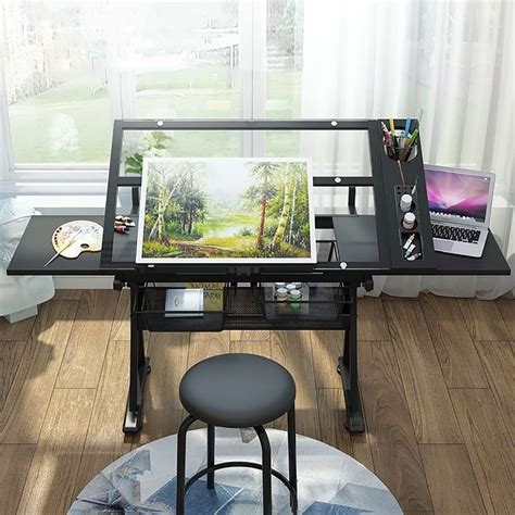 Drawing Table Adjustable Drafting Table, Tempered Australia | Ubuy