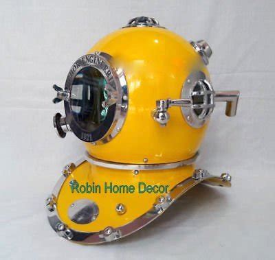 Marine Robin Exports Antique Yellow Diving Helmet US Navy Anchor ...