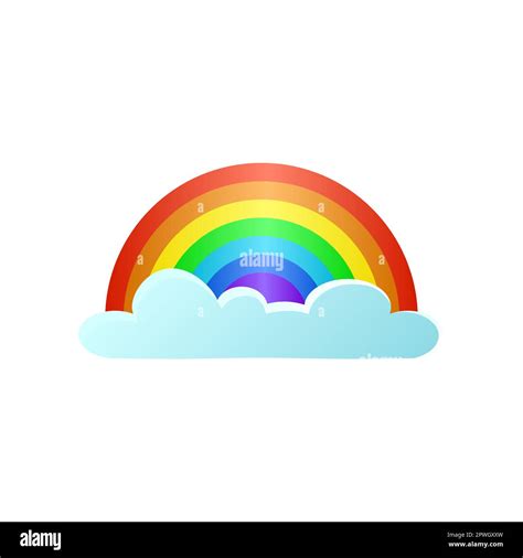 Cute half circle rainbow with cloud sticker Stock Vector Image & Art ...