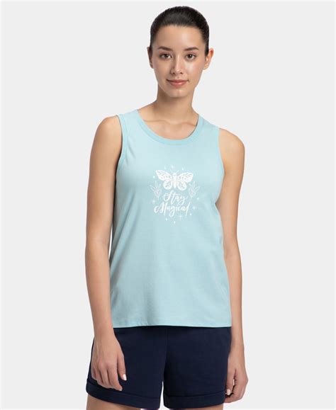 Buy Super Combed Cotton Relaxed Fit Printed Racerback Styled Tank Top ...