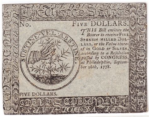 5 Dollars ("Continental Currency" - United States) - Estados Unidos ...