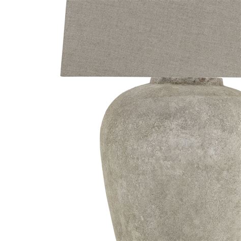Athena Aged Stone Tall Table Lamp With Linen Shade - Eclectic Niche ...