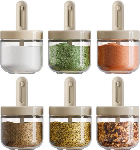 Amazon.com: ShanSon 6 Pcs Glass Spice Jars with Adjustable Spoons,10 ...