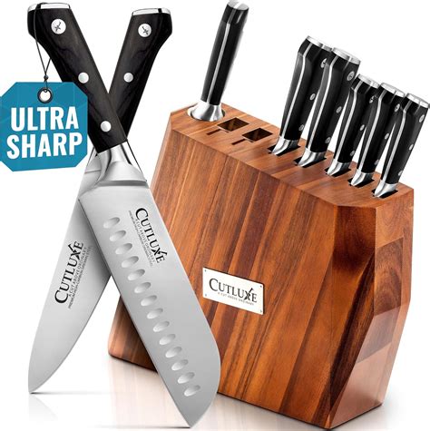 Cutluxe Knife Block Set – 8Pcs Professional Kitchen Knife Set with ...