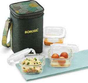 Flipkart.com | BOROSIL Foodluck Olive Lunch Box with Bag, 3 Pc (320ml x ...
