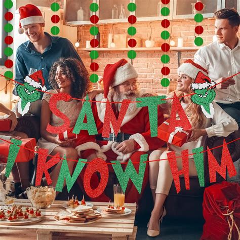 Buy Santa I Know Him Banner Red and Green Glitter, Elf Movie ...