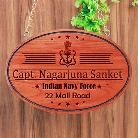 Hanging Wood Sign For Navy Officers | Navy Gifts | Address Name Plate ...