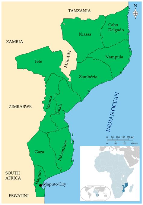 Mozambique world map